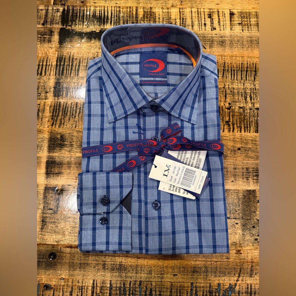 Blue Plaid Men's Dress Shirt